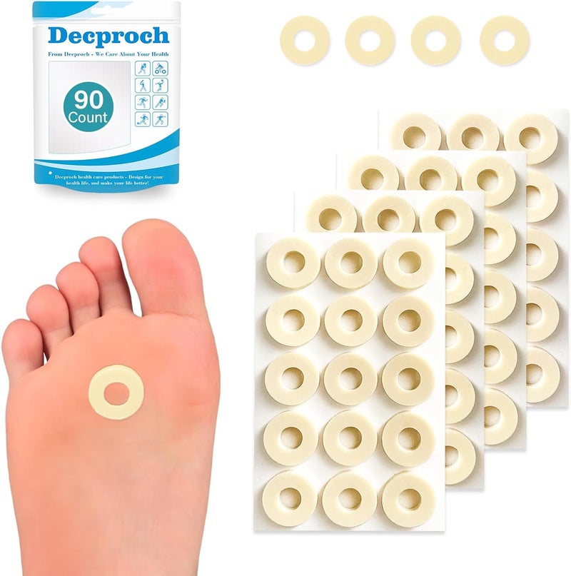 Decproch Callus Cushions, Round Corn Pads, Foam Padding with Self-Stick Adhesive, Protects Toes, Foot and Heel from Rubbing and Friction, Pain Relief from Calluses, Corns, Blisters (90 Count, Small Size) - Image 1